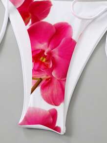 Swim Oasis 2件套2025休闲度假细肩带固定版三角比基尼上衣，系带侧边三角裤和长款固定版网纱裙，女士夏季泳装3件套泳衣 - 彩色 - 查看 4