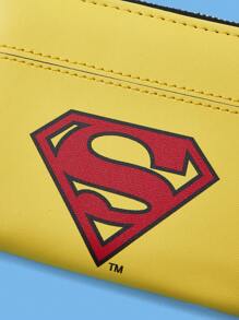 SUPERMAN X SHEIN Fashionable Yellow Geometric Pattern Short Wallet