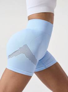 Seamluxe SHEIN Sport Einfarbige nahtlose perforierte High Waist Sporthosen