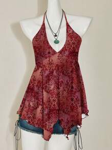 Attitoon Red Paisley Casual & Simple Women Vest, Suitable For Summer