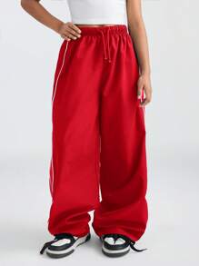 Coolane Kids Ropa de niña preadolescente: pantalones rojos, ropa de vuelta al colegio, ropa a juego mamá e hija, estampado vintage de K-pop, pantalones de chándal de pierna ancha azul marino, pantalones de chándal de fútbol/voleibol, disfraz de Acción de Gracias/Halloween, pantalones de chándal de Navidad, para primavera/otoño/invierno