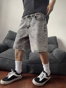 Claim Dot Plus Size Men's Washed & Distressed Denim Casual Shorts Short Jeans For Men Baggy Jeans Shorts Men Hang Out Going Out Tropical Vacation Street