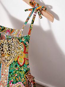 青少年女孩休闲全印花无袖连体裤 - 彩色 - 查看 3