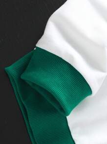 SHEIN 青少年男孩休闲字母印花宽松长袖 Polo 衫