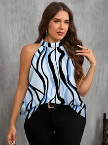 SHEIN Clasi Áo sơ mi kẻ sọc in họa tiết cỡ lớn, phù hợp cho mùa hè - Nhiều màu - Xem 5
