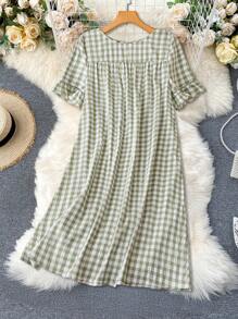 Rusticease Vestido corto a cuadros para mujer, de moda para el verano - Multicolor - Ver 3