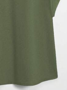 Lacomfia 大码女式夏季休闲百搭纯色蝙蝠袖T恤 - 軍綠色 - 查看 3
