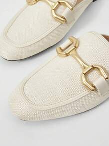 MOTF PREMIUM ROUND TOE BRAID PU LEATHER FLAT SHOES FOR CHRISTMAS - White - View 7