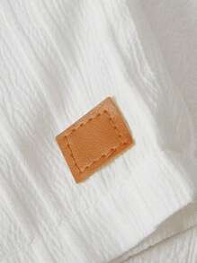 Cozy Pixies Baby Boy Vertical Striped Lapel Short Sleeve Cardigan And Solid Elastic Waist Shorts 2 Pieces Set - Khaki - View 7