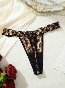 Tanga de mujer con estampado de leopardo, sexy y simple
