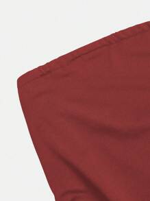 SHEIN Teen Girls Tube Top Waist Mini Dress, Black A-Line Casual Dress, Basic Style, Suitable For Spring And Summer Wear, Elegant Vacation, Cute Style, No Traditional Patterns Cheap Dress Simple Teen Dresses - Burgundy - View 6