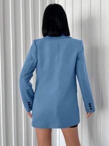 EURMUSE Women's Fashionable Blazer Jacket, Suitable For Summer - Baby Blue - View 2