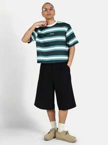 SUMWON 条纹短袖短款上衣，宽松剪裁，轻盈休闲街头风，舒适合身，夏季春季日常穿着