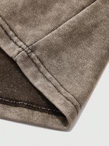 Manfinity EMRG 男士夏季字母印花圆领短袖休闲T恤 - 棕色 - 查看 6