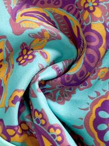 Swim Vcay Set de costum de baie sexy din două piese pentru femei, cu imprimeu de plante tropicale - Multicolor - Vizualizare 6