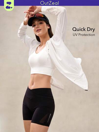 OutZeal SunProof UPF50+ 速干褶皱设计防晒夹克 女款 带侧口袋 日常休闲