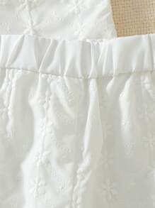 SHEIN 2pcs/Pack Baby Girl Toddler/Newborn 0-3 Years Spring Summer Casual Outgoing Cottn Embroidered Sleeveless Top And Long Pants Set - White - View 7