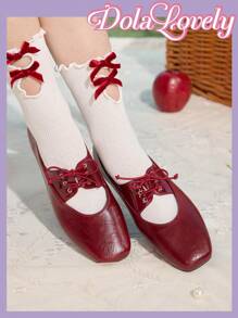 Dola Lovely Scarpe Mary Jane quadrate vintage dal design comodo e casual, in pelle rossa ad effetto cerato con motivo ad ancora
