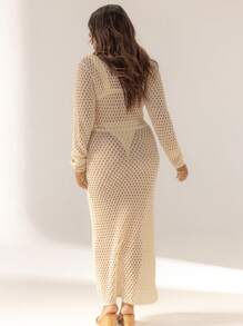 Aralina Casual Y2k 4th Of July Curve Crochet Sexy Beach Maxi Dress Perfect For Summer Festivals And Beach Outfits And Nights Out - White - View 2