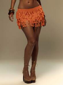 MUSERA Minifalda fruncida de punto con capas, para verano, vacaciones, festivales, estilo Y2K, vacaciones en Ibiza, rave, playa, otoño e invierno