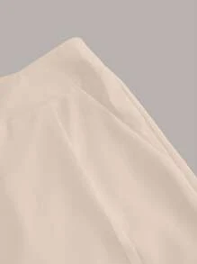 Allurite 女士纯色褶皱锥形休闲裤，百搭秋季女装，返校季 - 杏色 - 查看 4