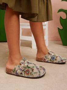 Mini mi Zuecos infantiles con suela de corcho y estampado floral, cómodos para ir del parque a la piscina - Multicolor - Ver 6