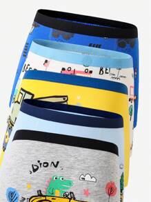 男童棉质舒适汽车恐龙印花七条装平角内裤 返校时尚 - 彩色 - 查看 4