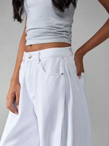 MISSGUIDED Relaxed Wide Leg Palazzo Style Denim Bottoms Trousers With Side Pockets Contemporary Design Breathable Everyday Bottoms Summer Spring Fashion