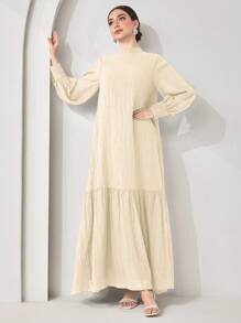 Veilorie Robe couleur unie élégante à col montant pour femme - Nude - Voir 5