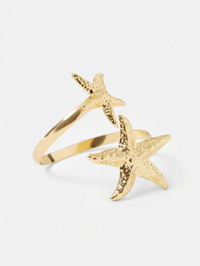 SHEIN SXY Pulsera brazalete de estrella de mar de metal, adecuada para uso diario