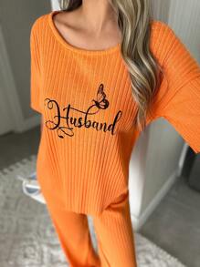 RueChic Ensemble de vêtements d'intérieur femme composé de 2 pièces : chemise à manches courtes imprimée et pantalon long