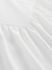 Girlism 少女白色针织细肩带喇叭裙，适合情人节、派对，迷你长度 - 白色 - 查看 3