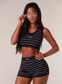 Athîral Blusa de punto a rayas para mujer, de moda para el verano