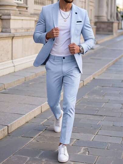 Manfinity Mode 男士纯色西装套装，夏季时尚