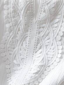 Rusticease Women's Contrast Lace 3/4 Sleeve Loose Fashion Blouse - White - View 5