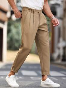 Manfinity Bizformal Men's Casual Slim Tapered Solid Color Suit Pants - Camel - View 6