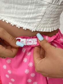 SHEIN Maternity Adjustable Waist Fish Print Loose Wide Leg Casual Pants Boho Pants Women Summer Outfits Beach Pants For Woman Summer Women Outfits Women Summer Pants - Apricot - View 7