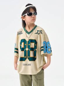 Coolane Kids 青少年春夏简约印花短袖T恤 - 卡其色 - 查看 1