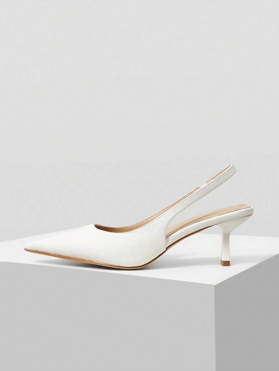 MOTF PREMIUM POINTED TOE SLINGBACKS HIGH HEEL PUMPS FOR CHRISTMAS - White - View 2