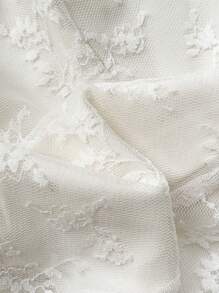 Sweetra 女士花卉蕾丝侧抽绳时尚短裙 - 杏色 - 查看 6