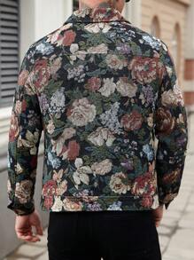 Manfinity Homme 男士复古提花图案休闲夹克，春秋季