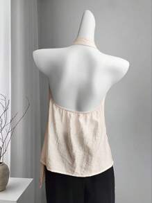 SHEIN Unity Women's Draped Neck Halter Tank Tops,Peach Pink Summer Elegant Brunch Boho Backless Asymmetrical Western Wear Concert Vacation Beach Party - Apricot - View 2