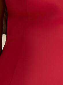 Vowa 复古时尚红色亮片不规则领子，紧身胸衣背部可调节领带，荷叶边荷叶边下摆裙 - 适合各种正式场合，时尚女士派对鸡尾酒会礼服