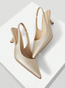 MOTF PREMIUM POINTED TOE SLINGBACKS HIGH HEEL PUMPS FOR CHRISTMAS - Gold - View 9