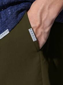 SUMWON 宽松亚麻外观阔腿裤抽绳休闲度假裤度假夏季海滩休闲阔腿裤舒适日常穿着 - 軍綠色 - 查看 5