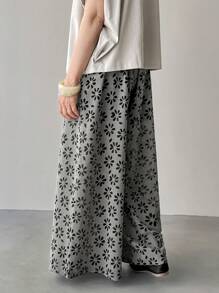 FRIFUL Women's All-Over Floral Print Wide Leg Cropped Pocket Decorated Pants, Music Festival Boho Vacation Outfits Women - Black - View 4