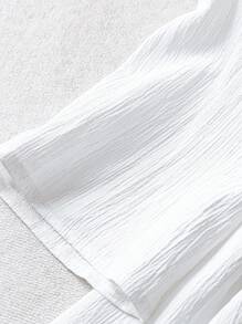 Rusticease Women's Contrast Lace 3/4 Sleeve Loose Fashion Blouse - White - View 3