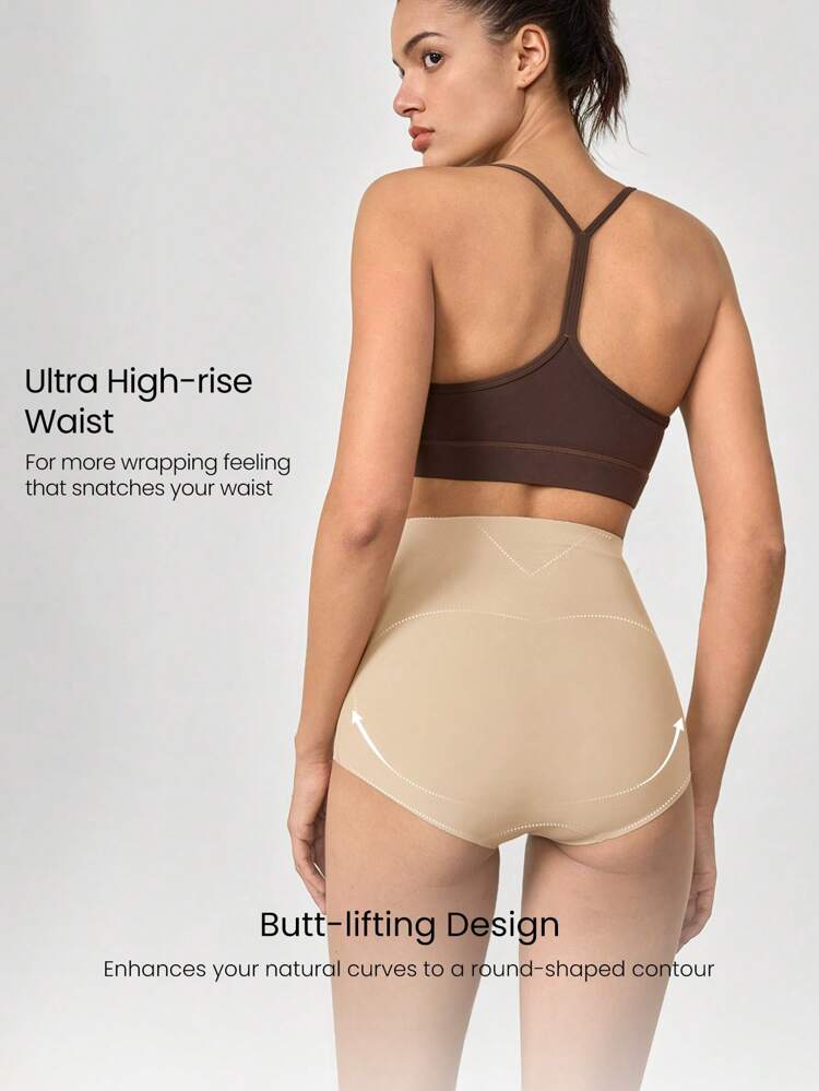 1 Pack Sculpt Fit High-Rise Waist Smoothing Effect Coverage Underwear Daily Casual