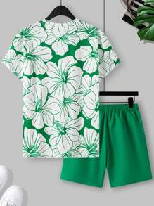 Manfinity RSRT Conjunto informal de verano para hombres con camiseta de manga corta y pantalones cortos sueltos con cordón en la cintura