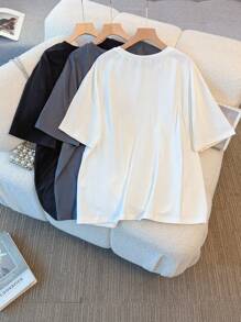 Comfortcana 3 件套宽松百搭短袖圆领 T 恤套装，白色、黑色和灰色，超大图案 T 恤带有骄傲月和美国国旗刺绣，适合春夏季 - 彩色 - 查看 4
